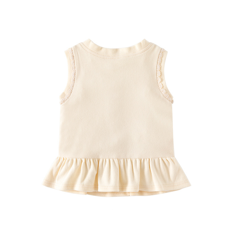 Sugar Rush Kids Appliqued Regular V-Neck Waistcoat - Beige