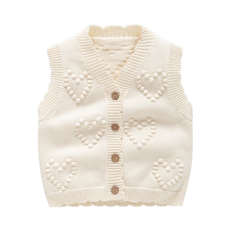 Sugar Rush Girl's Solid V-Neck Sweater Vest - White