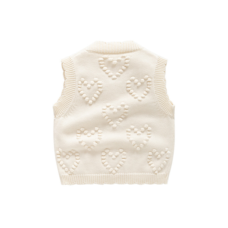 Sugar Rush Girl's Solid V-Neck Sweater Vest - White