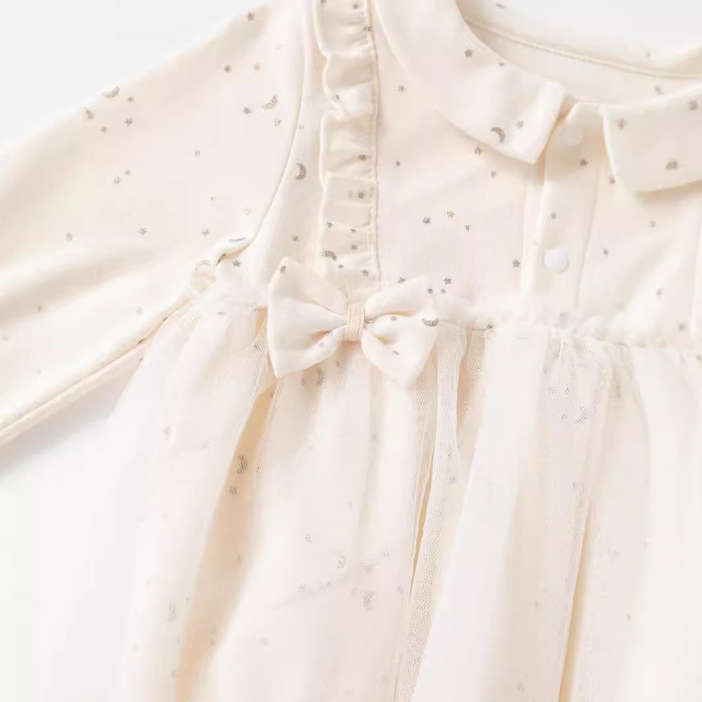 Sugar Rush Laced Regular Round Neck Full Sleeves Onesie - Beige