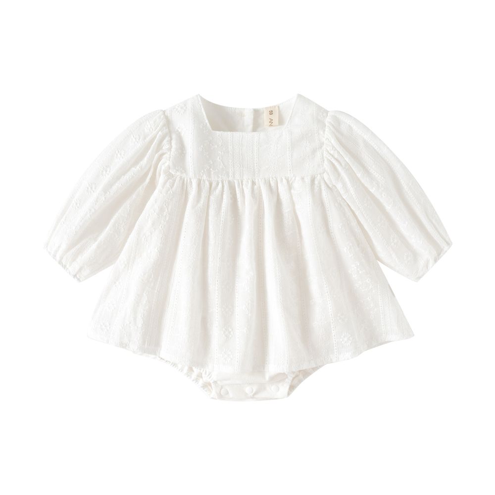 Sugar Rush Embroidered Square Neck Baby Rompers - White