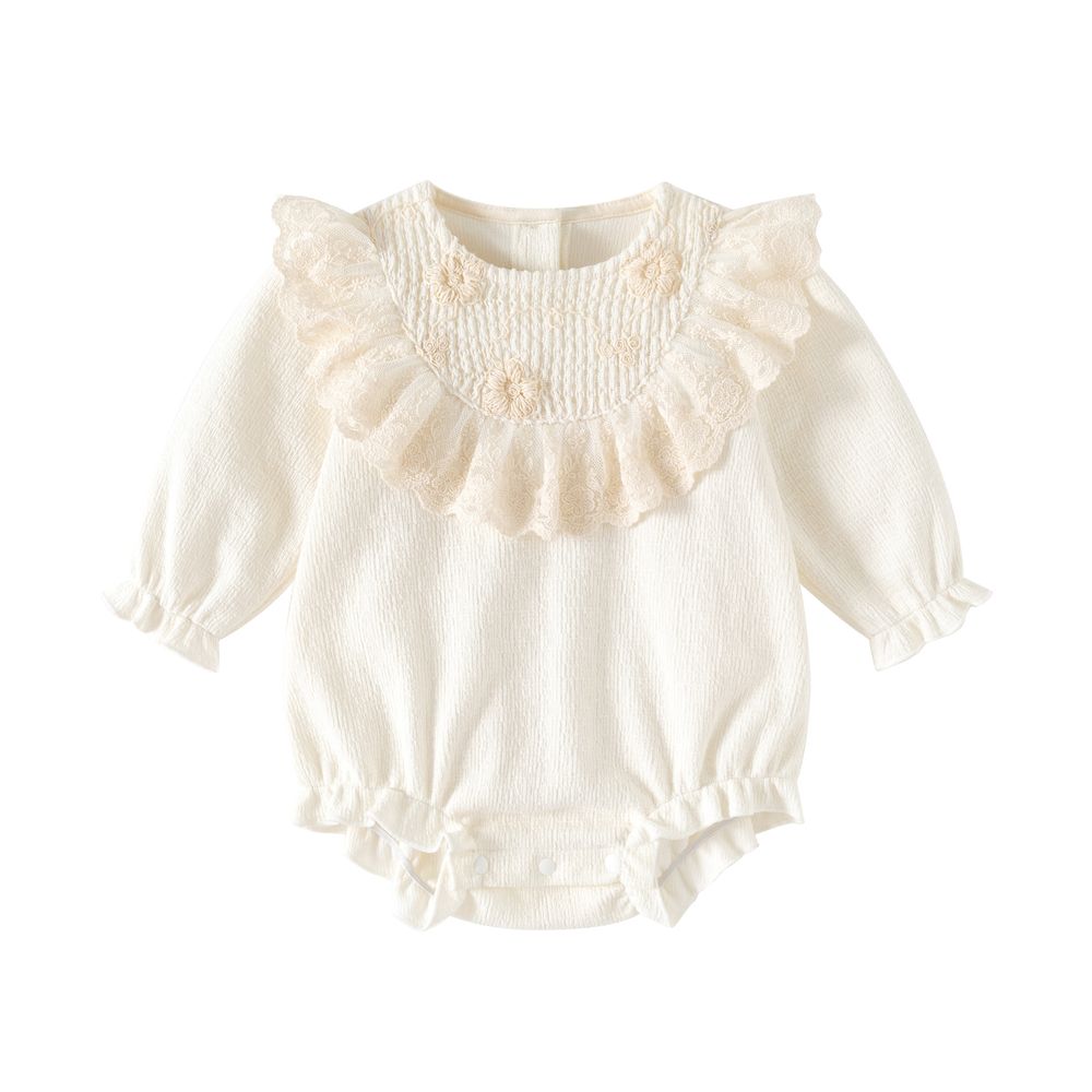 Sugar Rush Baby Girls' Embroidered Full Sleeves Romper - White