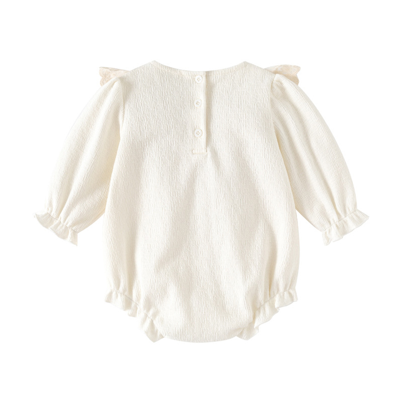 Sugar Rush Baby Girls' Embroidered Full Sleeves Romper - White