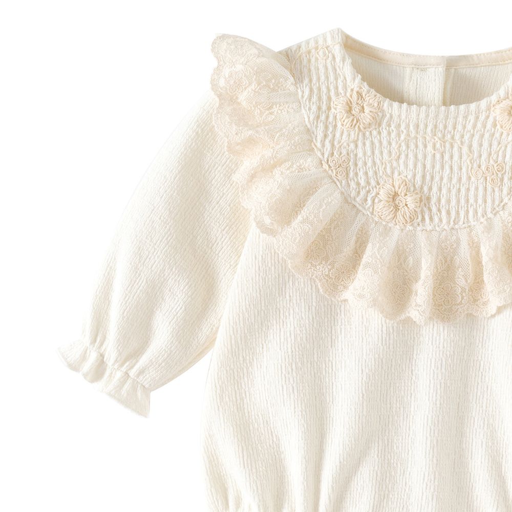 Sugar Rush Baby Girls' Embroidered Full Sleeves Romper - White
