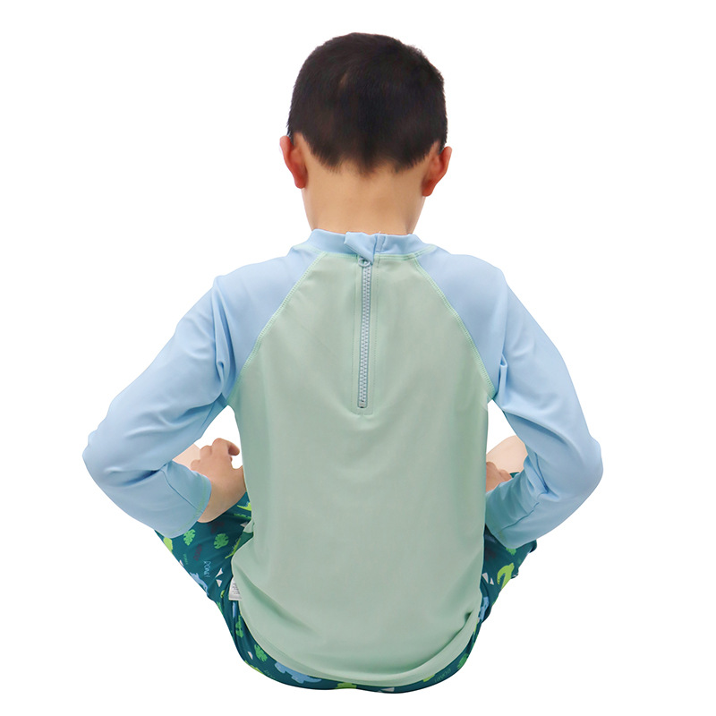 Sugar Rush Boys' Dinosaur Printed Swim T-Shirt with Shorts & Cap - Blue - 3 Pcs