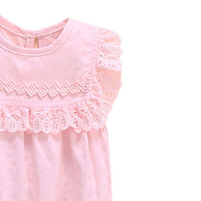 Sugar Rush Baby Girls' Laced Sleeveless Romper & Cap - Pink - 2 Pcs