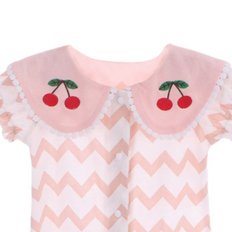 طقم رومبير برقبة دائرية وربطة شعر للبنات الصغيرات من شوغر راش - وردي - قطعتان