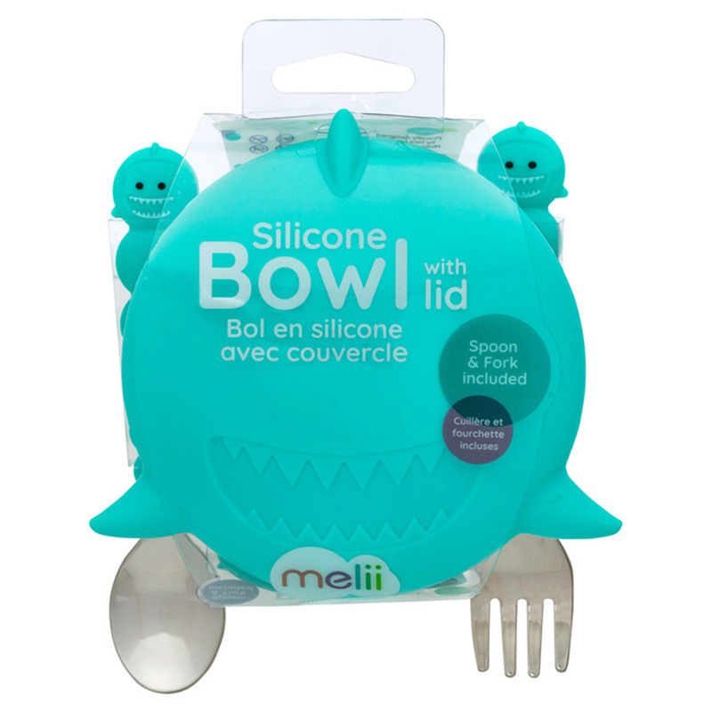 Melii Silicone Bowl With Lid & Utensils - Shark