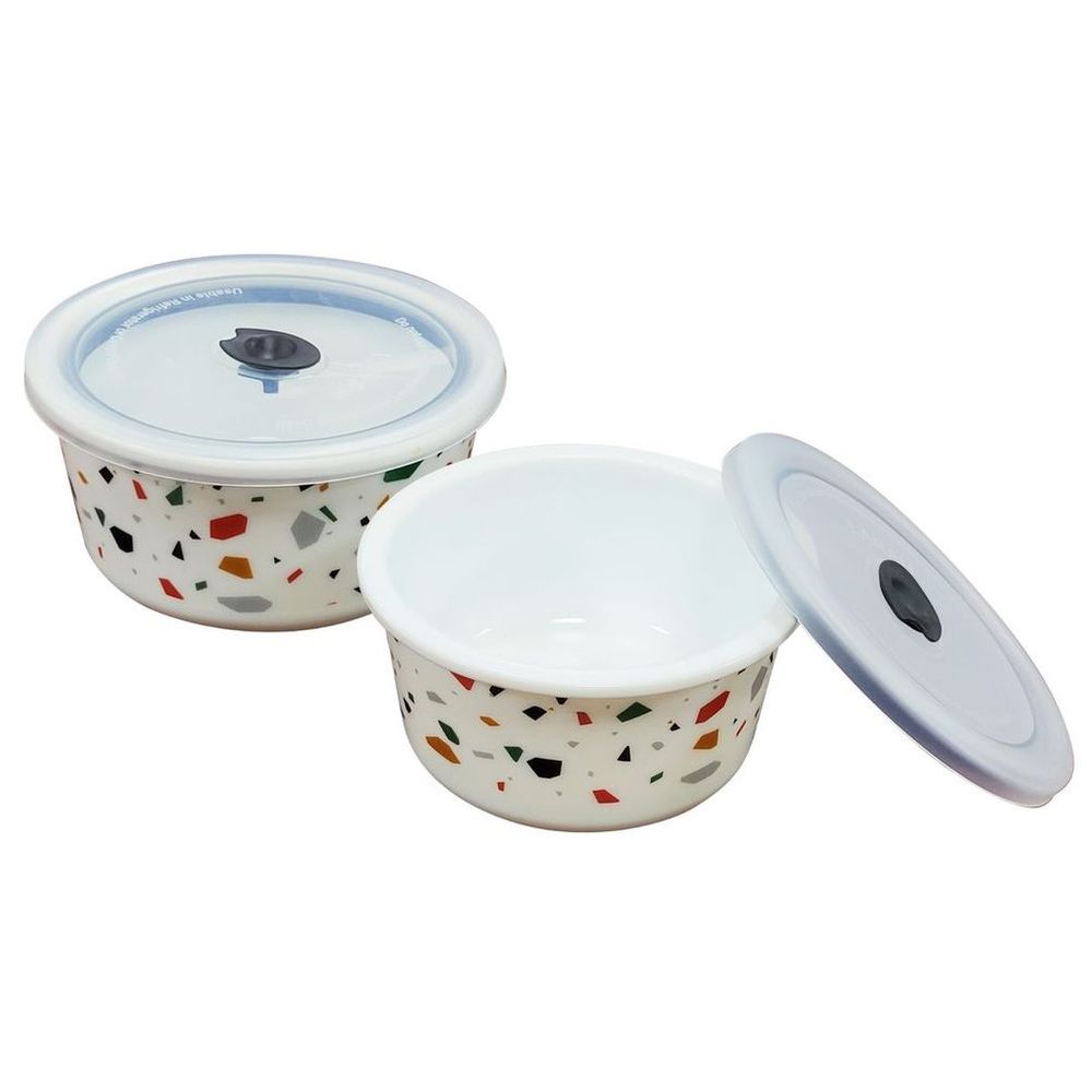 Borosil Storage Bowl With Lid Set - Confetti - 2 Pcs