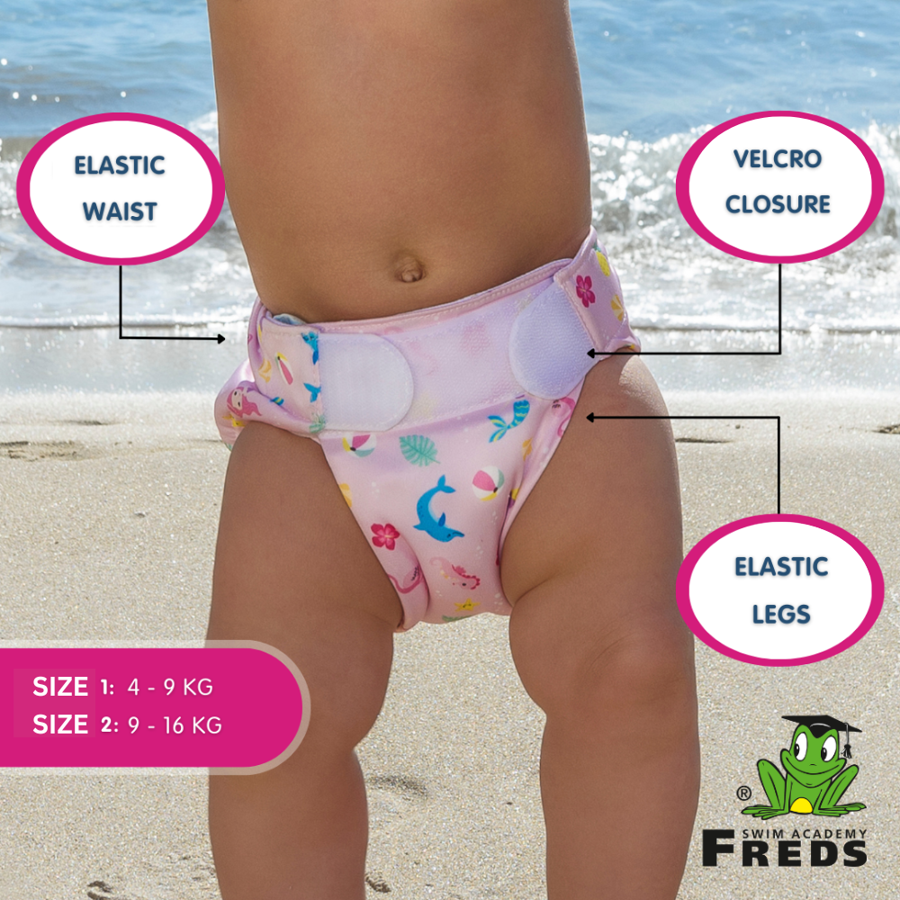 Freds Swim Academy - Baby Reusable Swim Diaper - Size 2 - 9-16kg - Pink