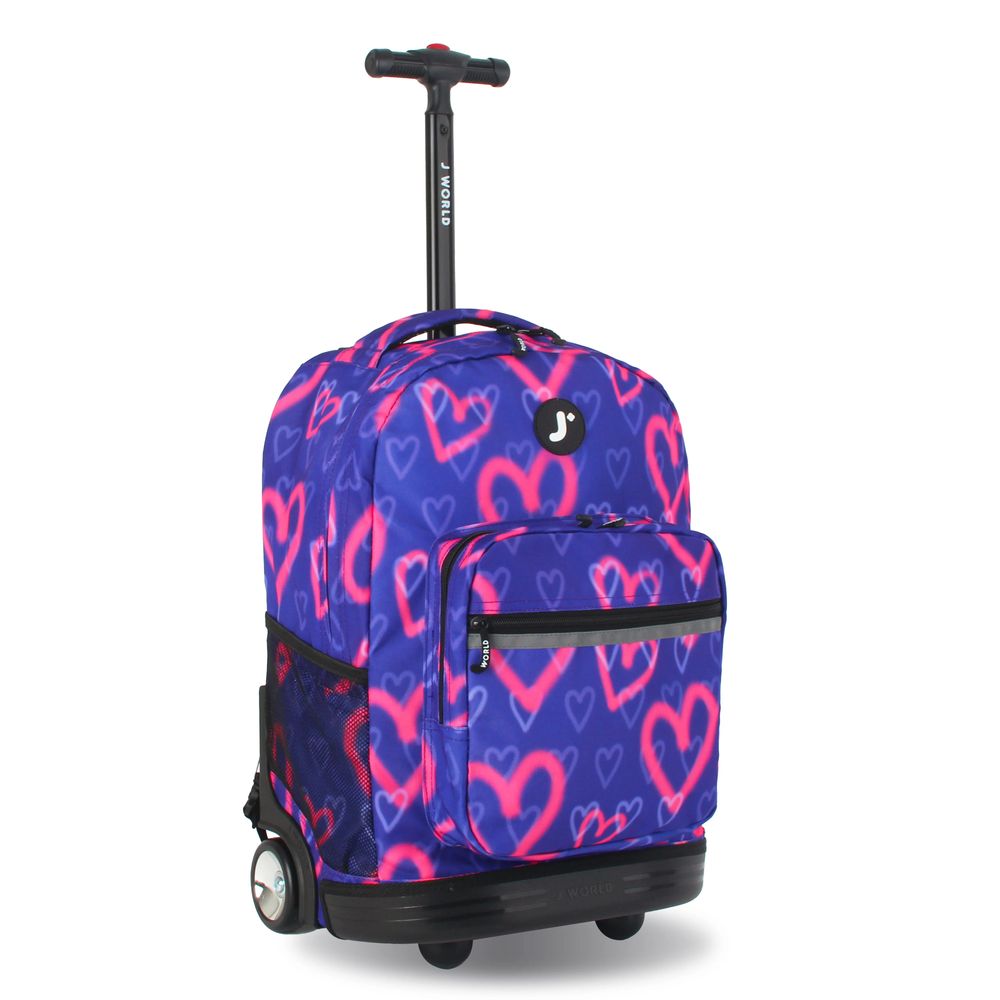 J World - New York Sunrise Kids Rolling Backpack - Heart Spray - 18 Inch