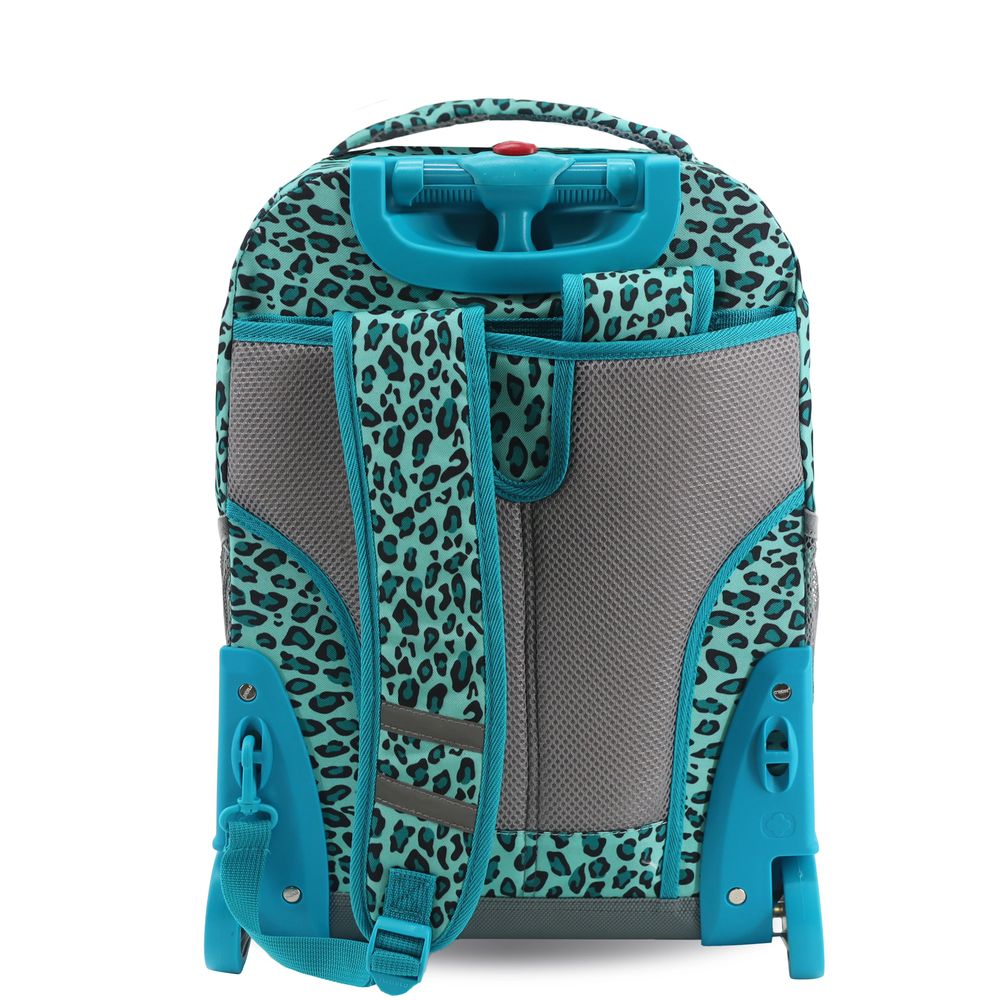 J World - New York Sunrise Kids Rolling Backpack - Mint Leopard - 18 Inch