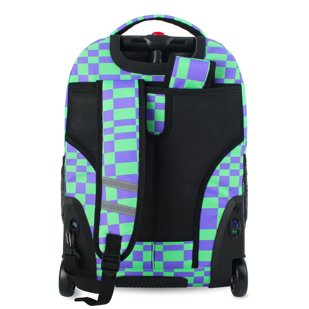J World - New York Sunrise Kids Rolling Backpack - Pixel Checkers - 18 Inch