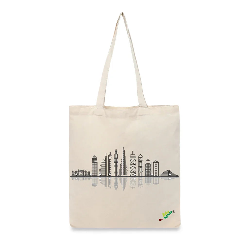BYFT - Printed Carry-All Cotton Tote Bag - Dubai Skyline