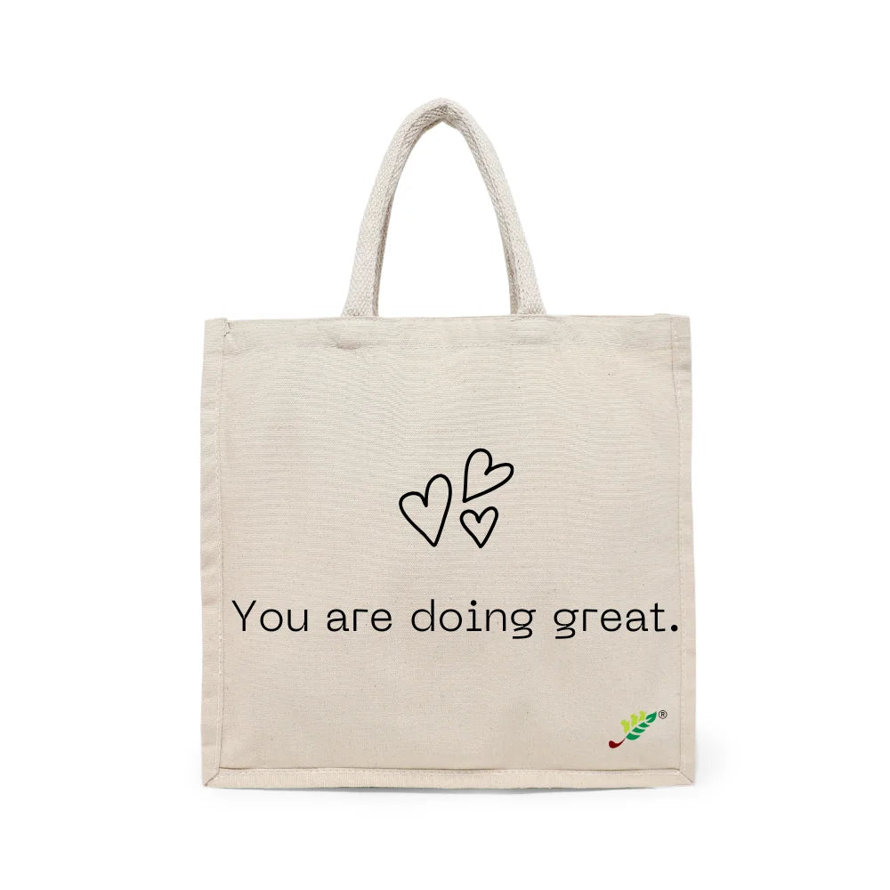BYFT - Printed Carry-All Cotton Canvas Tote Bag - You Are Doing Great