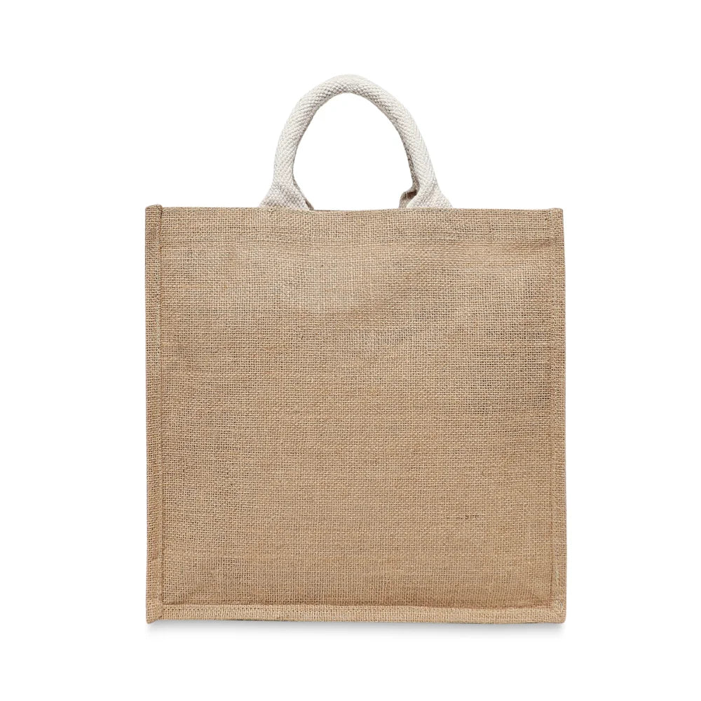 BYFT - Printed Jute Carry-All Tote Bag With Gusset - Rabbit With Carrot