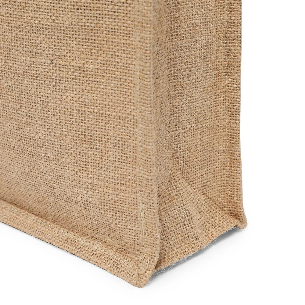 BYFT - Printed Jute Carry-All Tote Bag With Gusset - Rabbit With Carrot