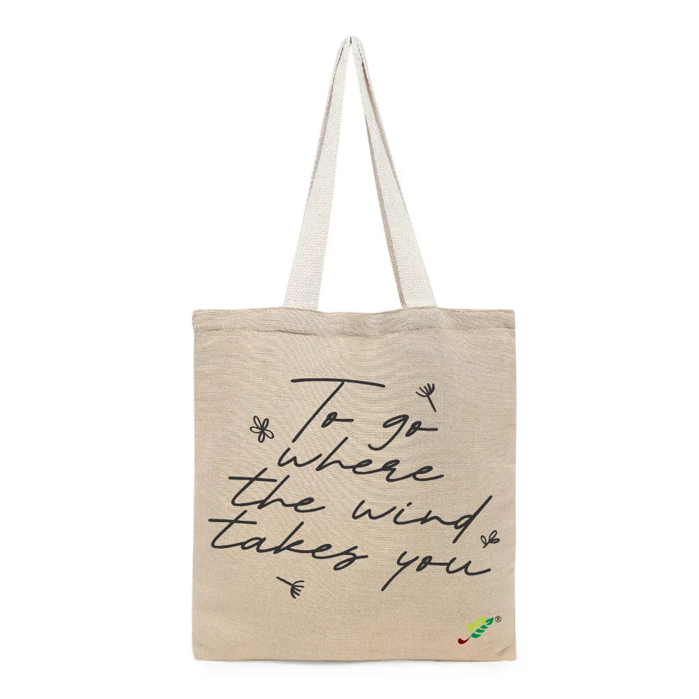 BYFT - Printed Unlaminated Juco Tote Bag - To Go Where The Wind Takes You