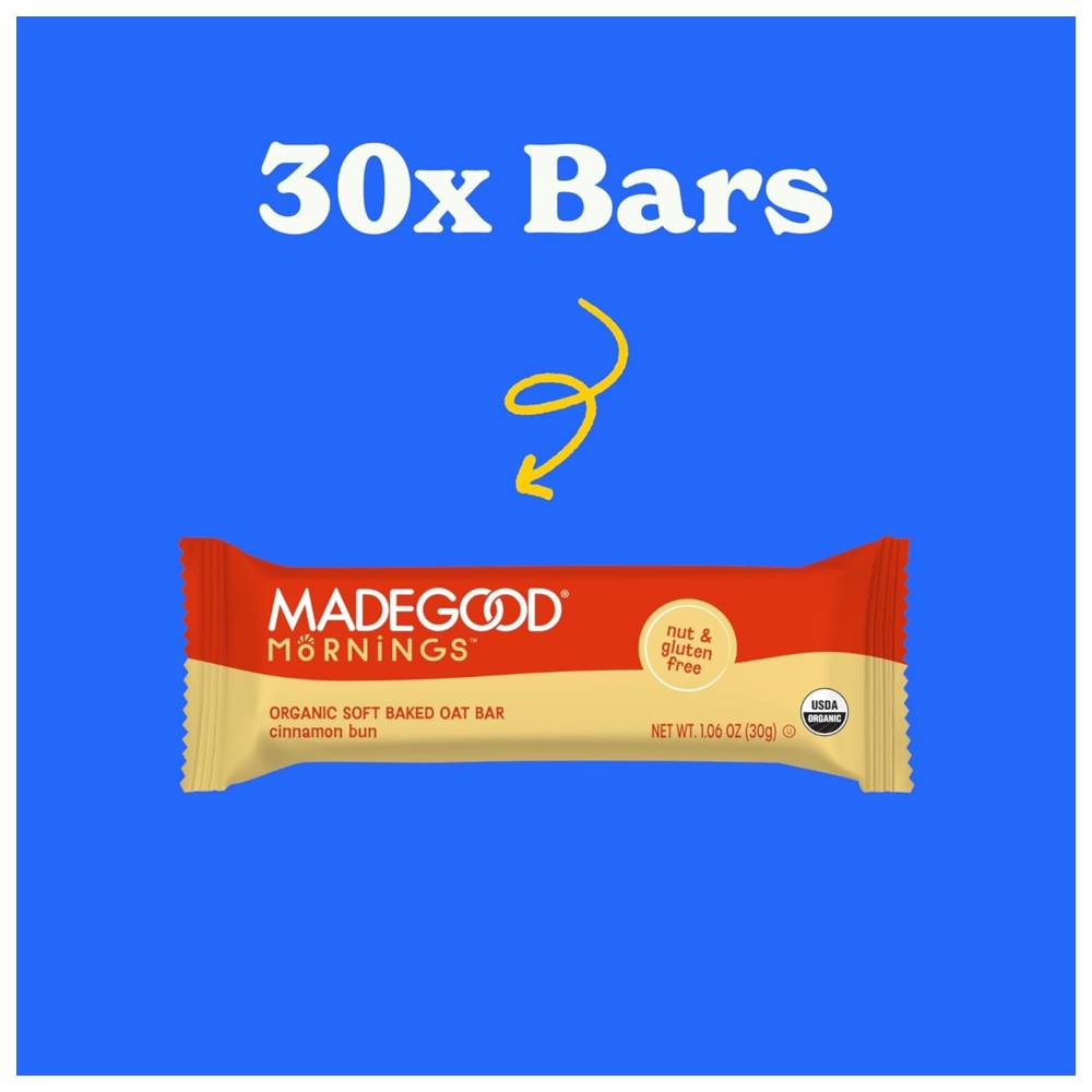 Made Good - Mornings Soft Baked Oat Bars -  Cinnamon Bun - Pack of 5 - 150 gm