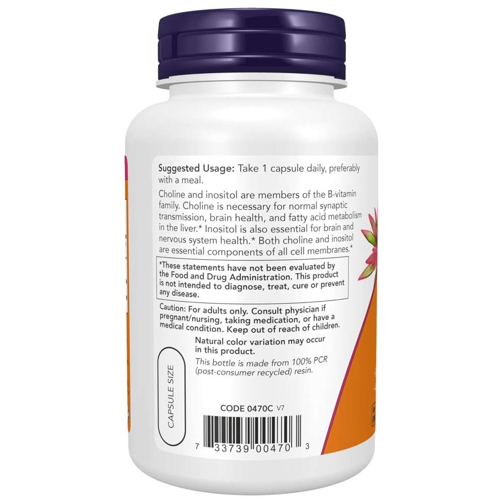 Now Foods - Choline & Inositol Veg Capsules - 100 Pcs