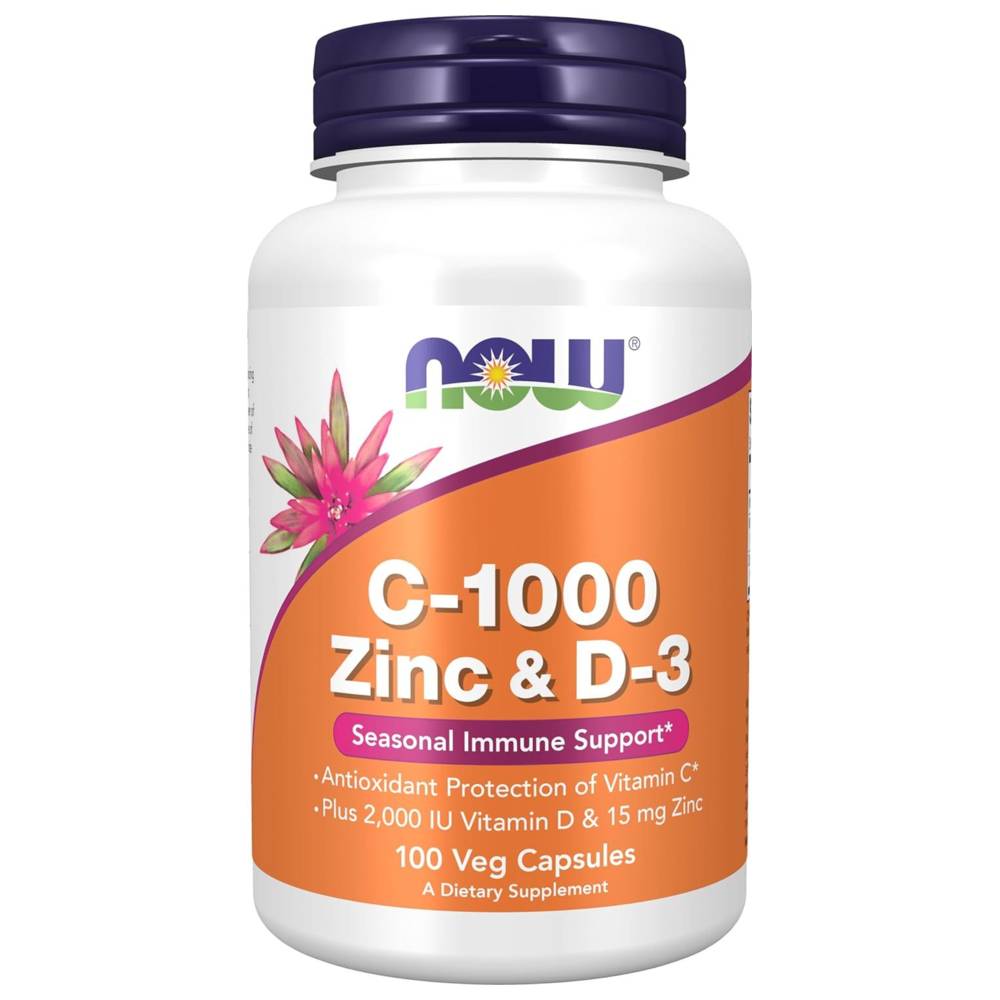 Now Foods - C-1000 Zinc & Vitamin D3 Veg Capsules - 100 Pcs