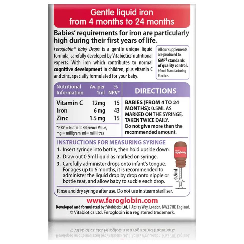 Vitabiotics - Feroglobin Baby Drops - Natural  Strawberry - 30 ml