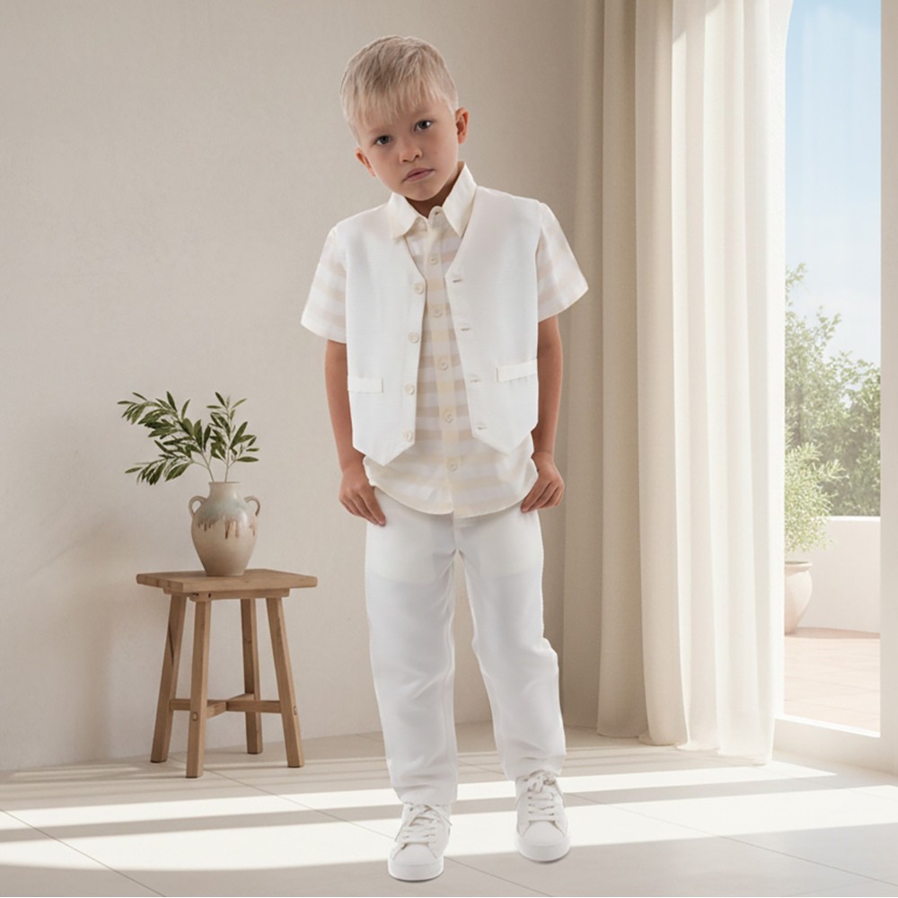 Jules & Juliette Boy's Aurelien Pants Pearl - Off White