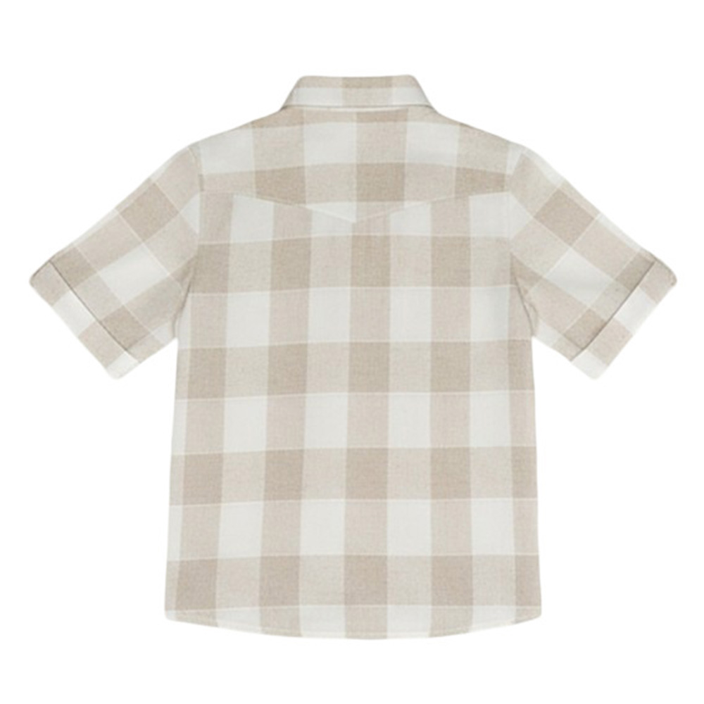 Jules & Juliette Baby Boy's Batiste Short Sleeves Linen Shirt Beige Square - White