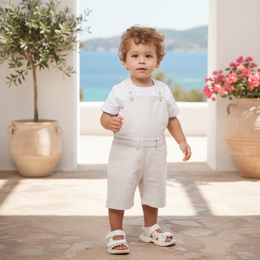 Jules & Juliette Baby Boy's Benjamin Dungaree Stripe - Beige