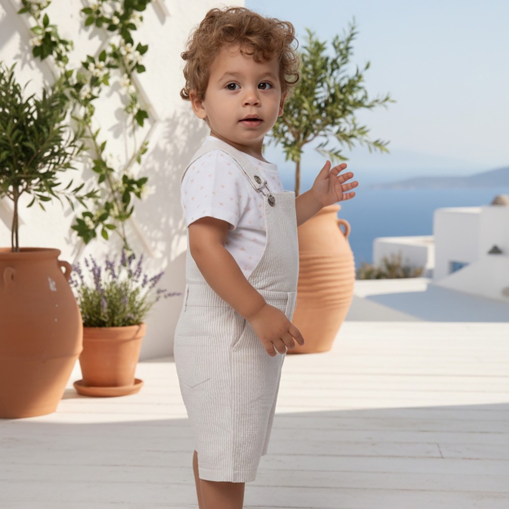 Jules & Juliette Baby Boy's Benjamin Dungaree Stripe - Beige