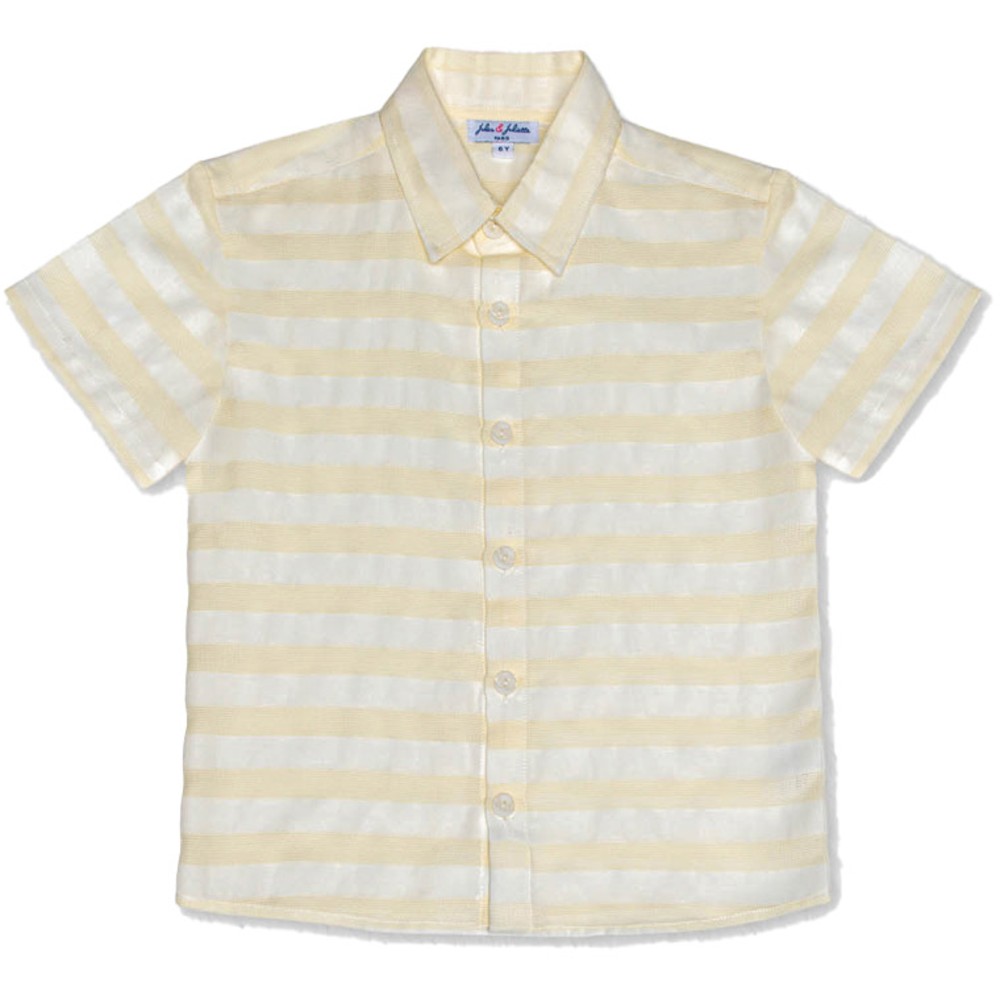 Jules & Juliette Boy's Colin Short Sleeves Cotton Shirt Openwork - Off-White