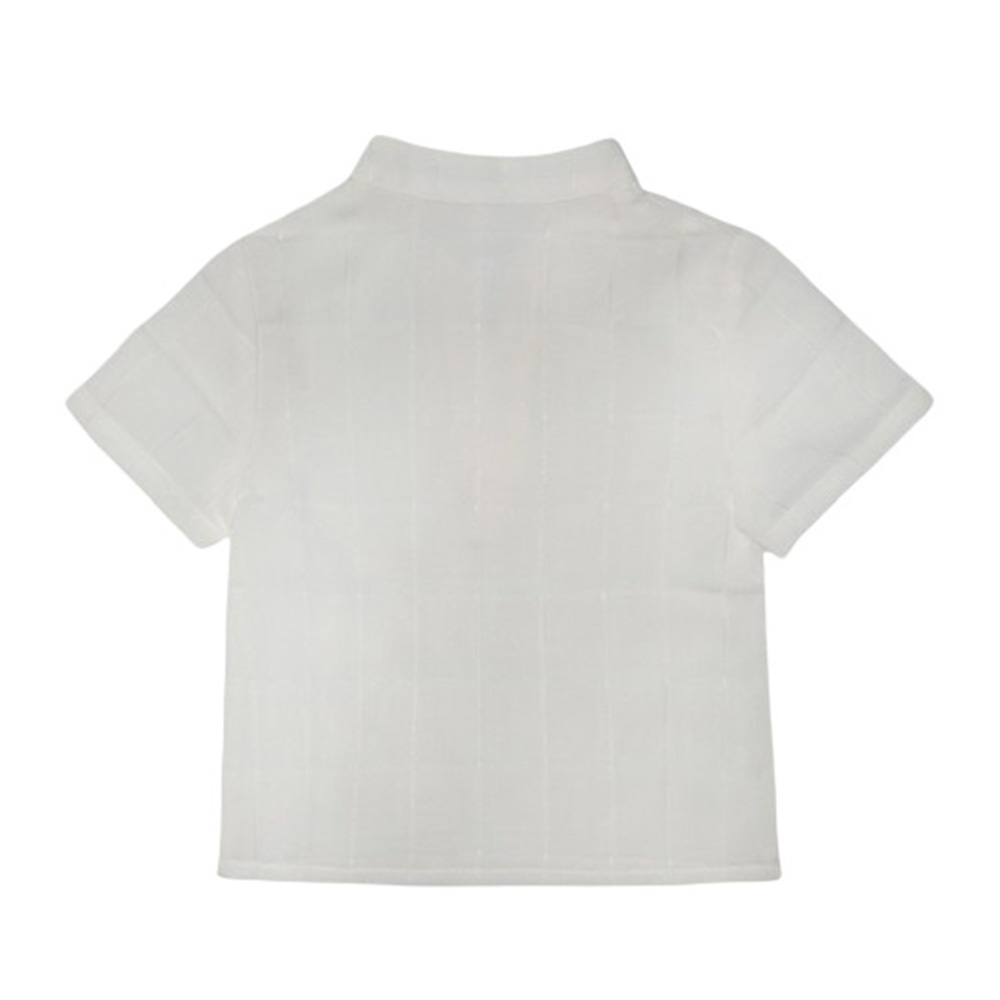 Jules & Juliette Boy's Dev Short Sleeves Linen Shirt Openwork - White