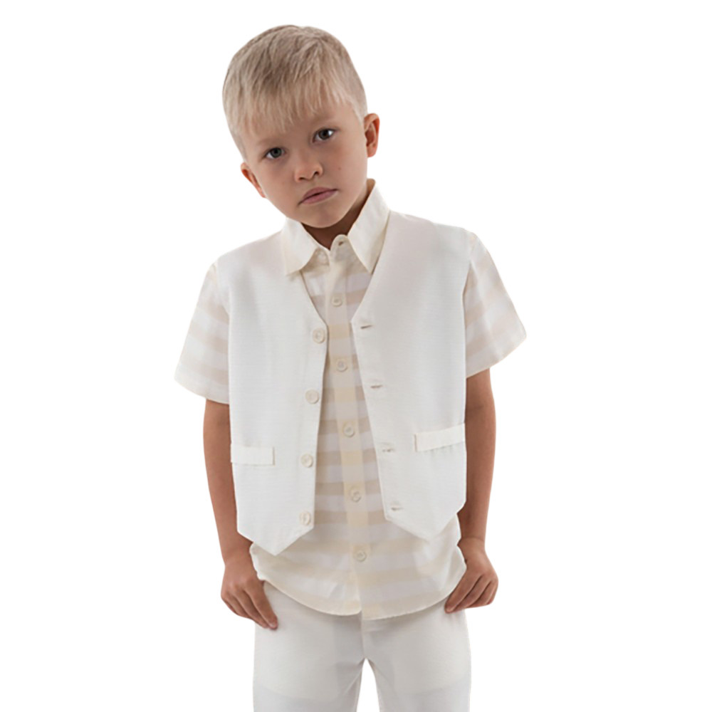 Jules & Juliette Boy 'S Dino Vest Pearl Off-White - Off White