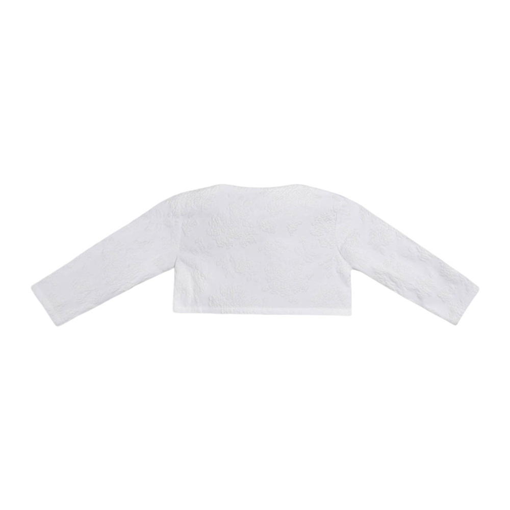 Jules & Juliette Girl's Enya Bolero Cropped Jacket Grape Embroidery - White