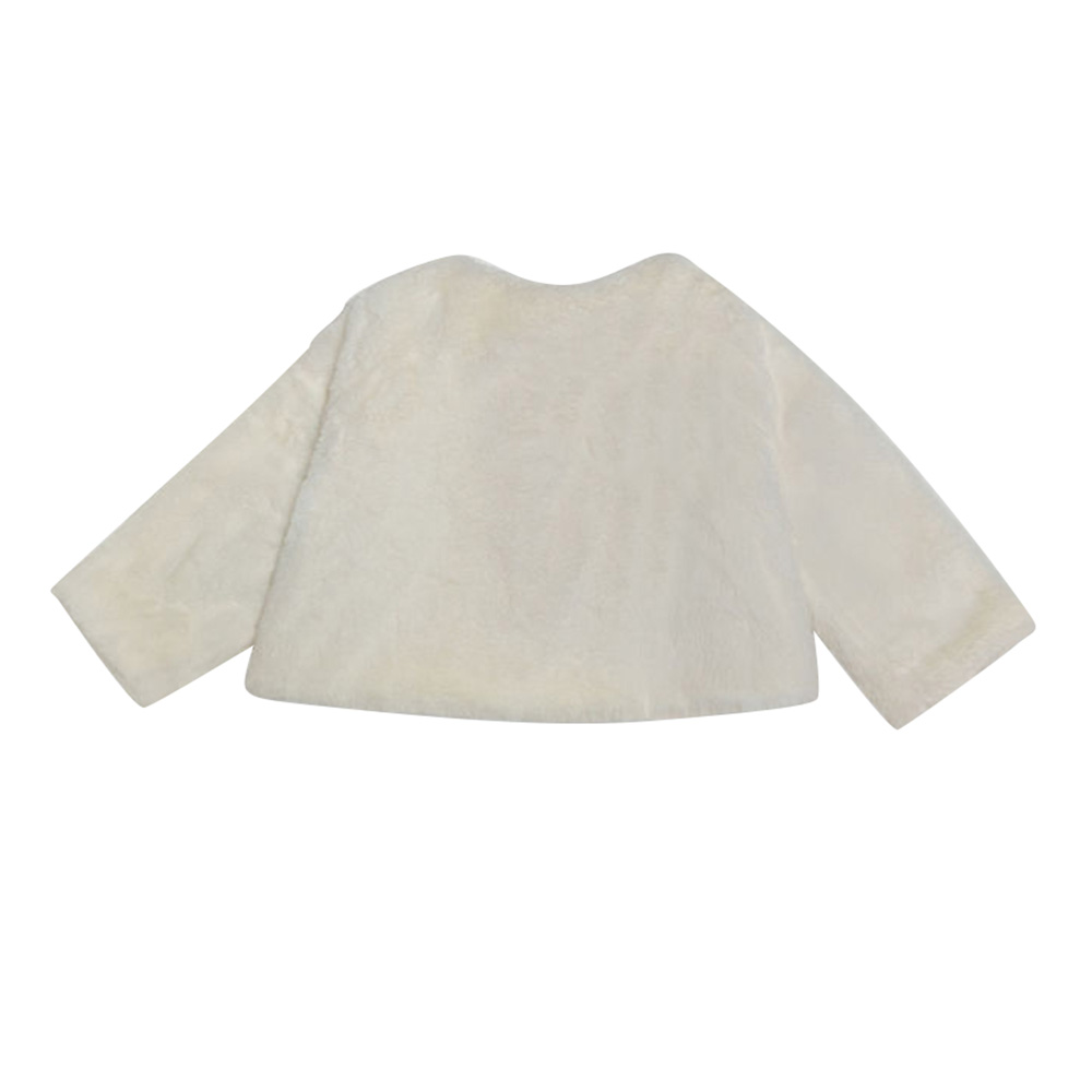 Jules & Juliette Baby Girl's Fine Fake Fur Cap Jacket Off-White - Off White