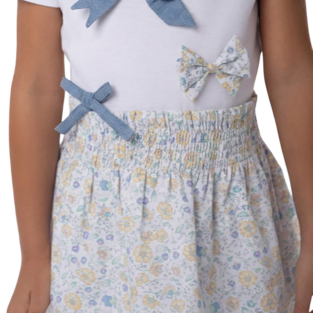 Jules & Juliette Girl's Fiona Skirt Blue Flowery - Yellow