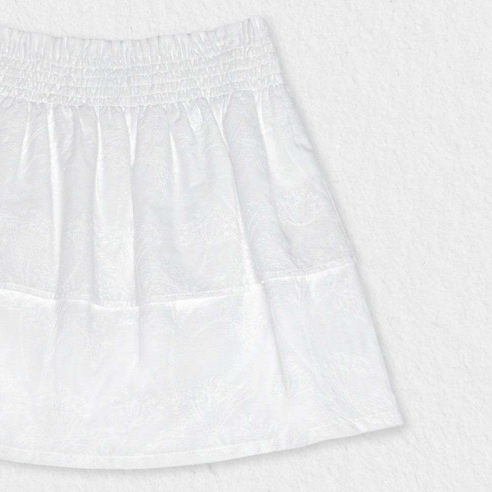 Jules & Juliette Girl's Fiona Skirt Flower Embroidery - White