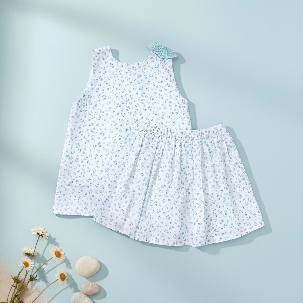 Jules & Juliette Girl's Philo Skirt Flowery Aqua - Blue