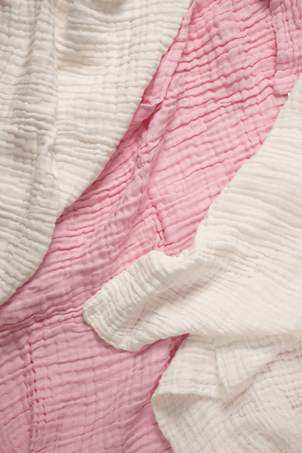 Anvi Baby - 100% Organic Cotton Muslin Bath Towel - Blush & Cloud - 3pcs