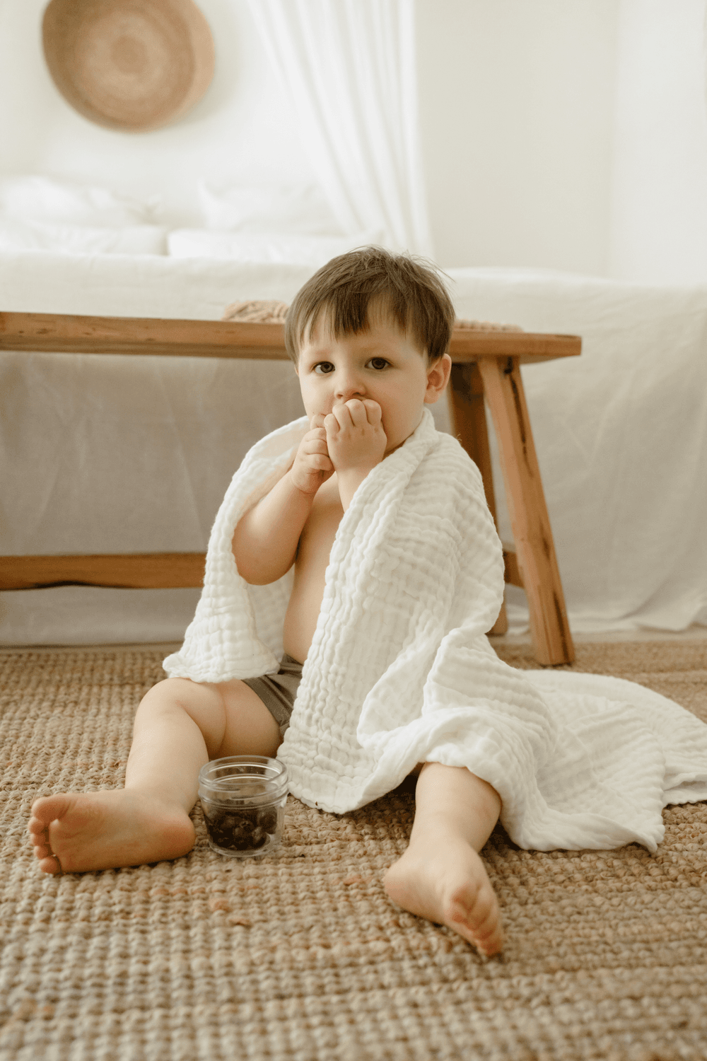 Anvi Baby - 100% Organic Cotton Muslin Bath Towel - Blush & Cloud - 3pcs