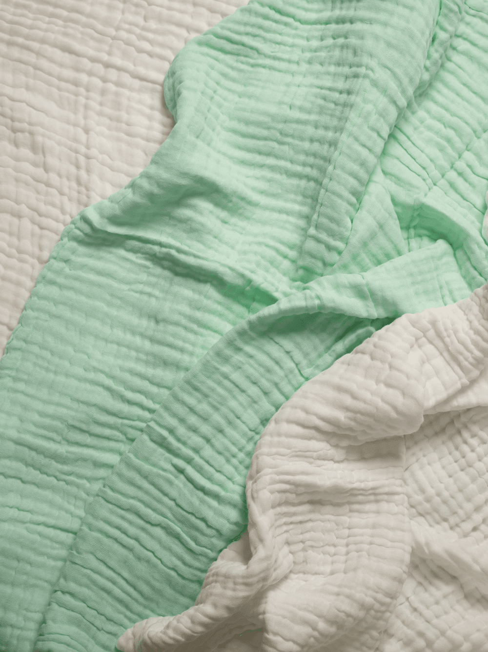 Anvi Baby - 100% Organic Cotton Muslin Bath Towel - Mint & Cloud - 3pcs