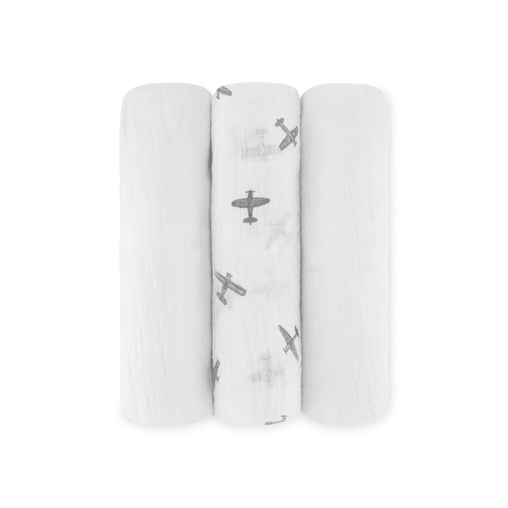 Anvi Baby - Cotton Swaddle - Airplane Design - Pack Of 3