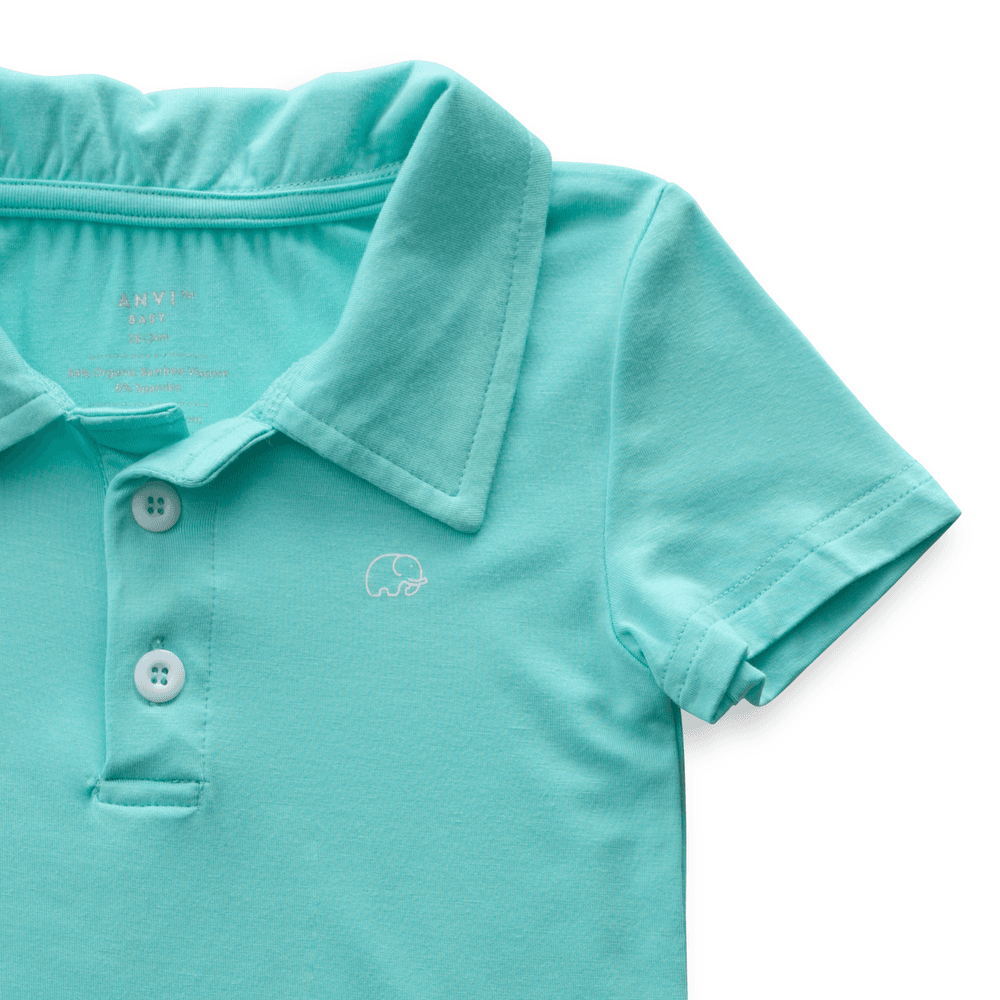 Anvi Baby Short Sleeves Polo T-Shirt Aqua - Blue