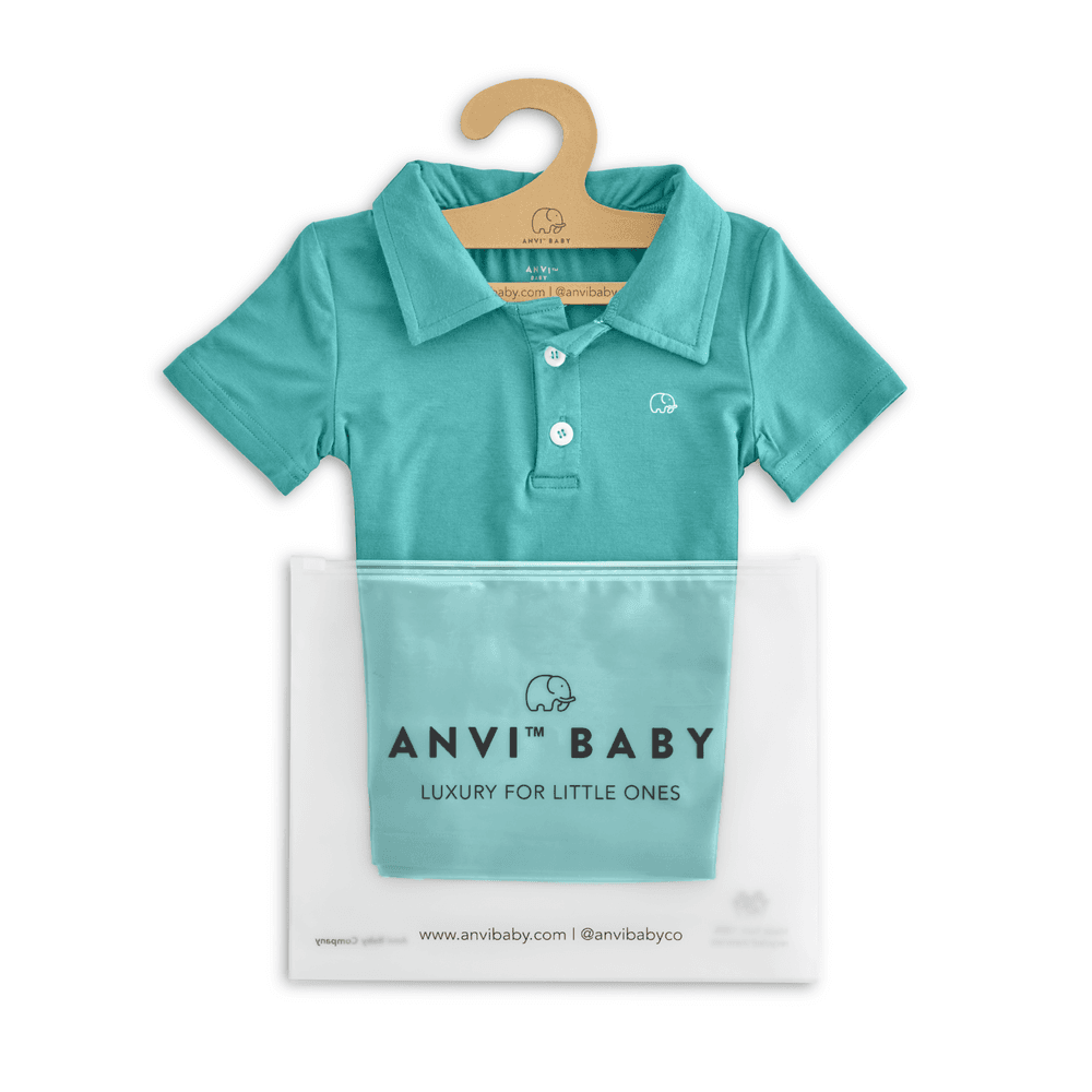 Anvi Baby Short Sleeves Polo T-Shirt Aqua - Blue