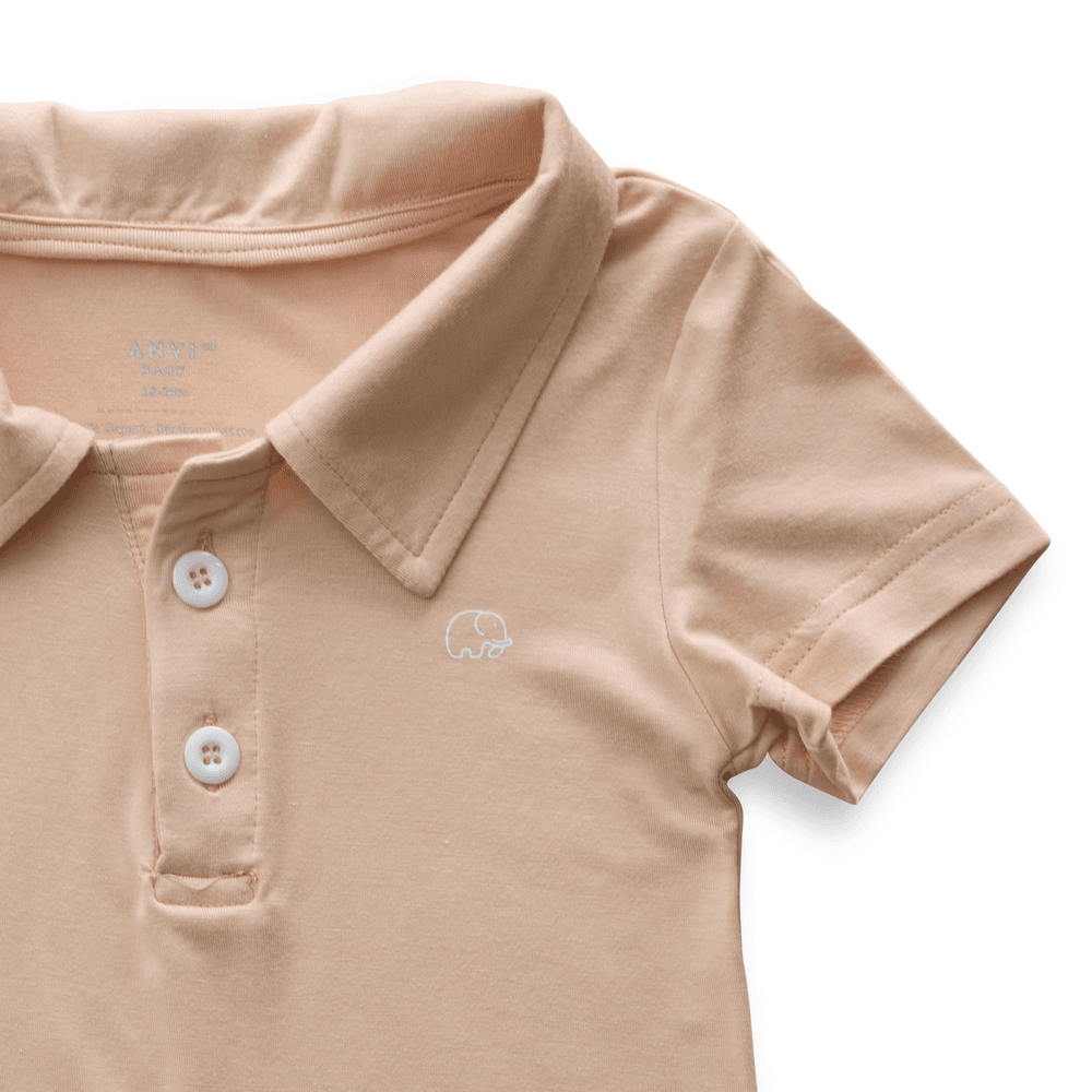 Anvi Baby Short Sleeves Polo T-Shirt Coral - Peach