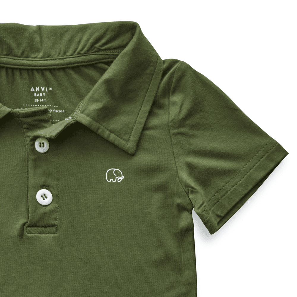 Anvi Baby Short Sleeves Polo T-Shirt - Dark Green