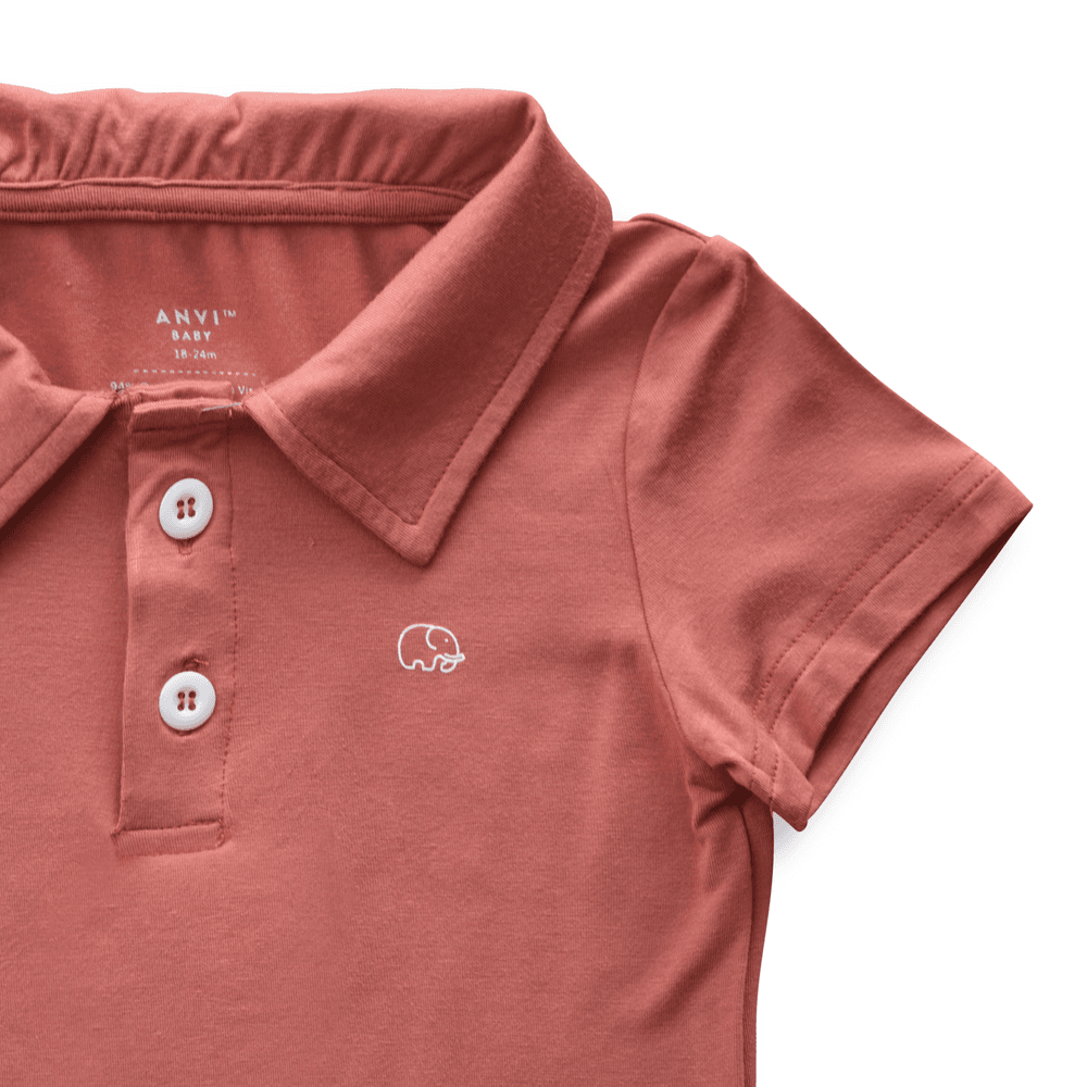 Anvi Baby Short Sleeves Polo T-Shirt - Maroon
