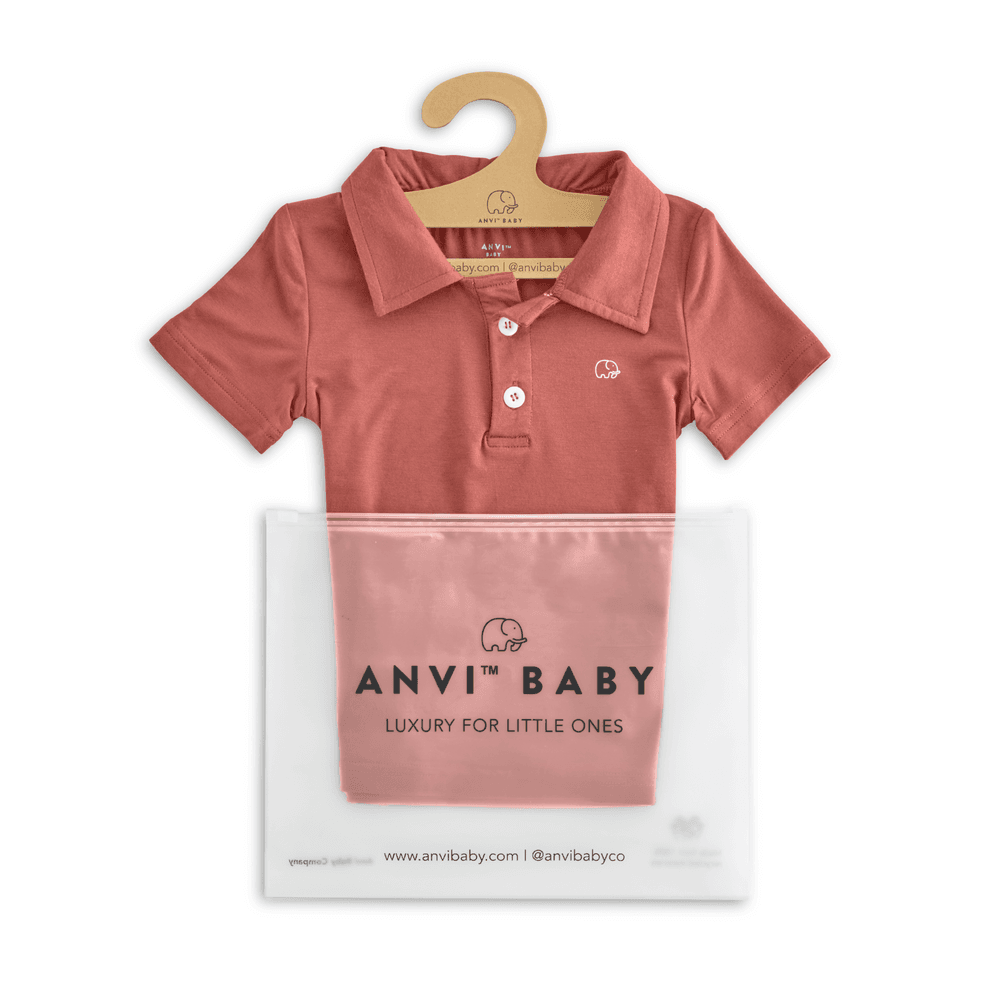 Anvi Baby Short Sleeves Polo T-Shirt - Maroon