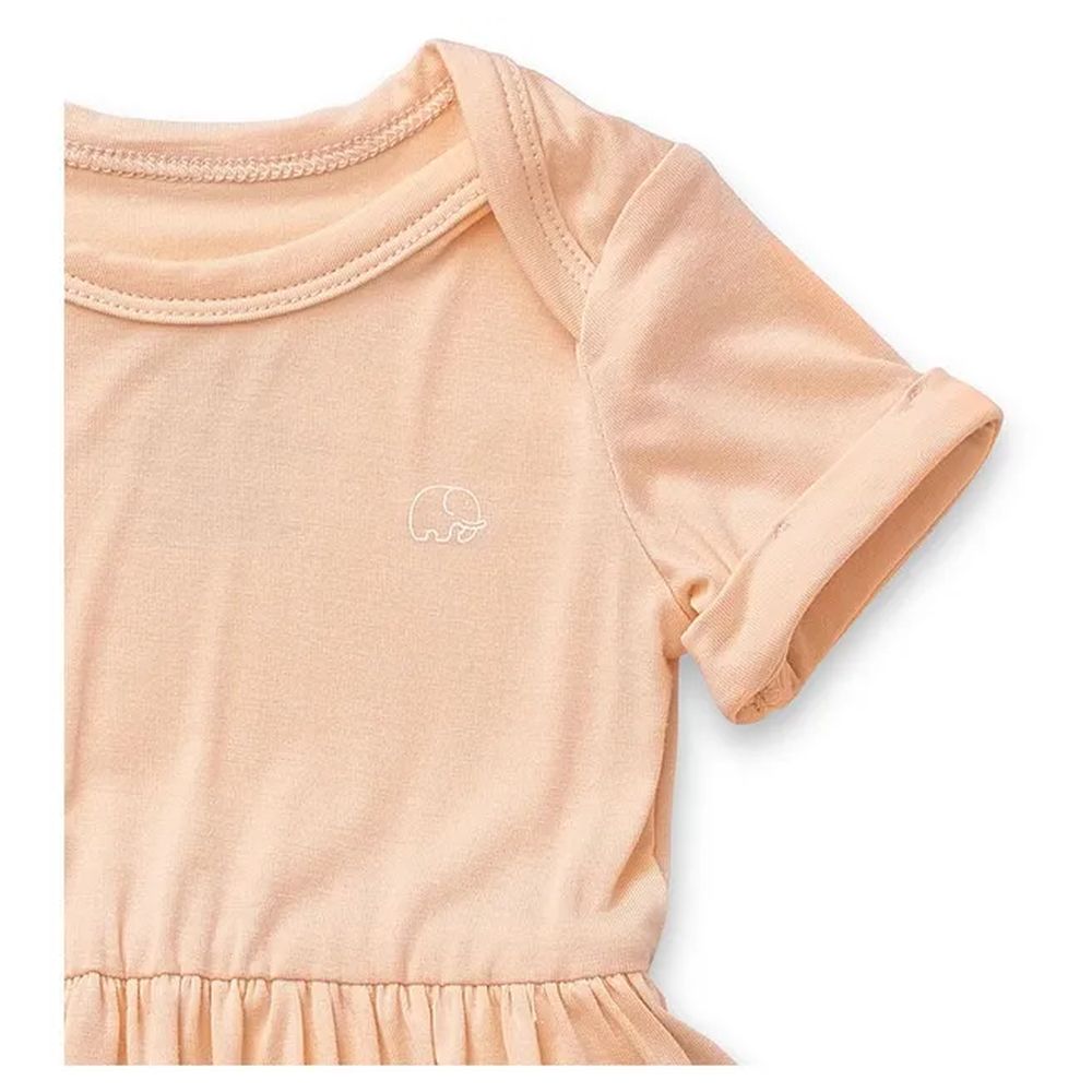 Anvi Baby Organic Bamboo Spandex Onesie Dress - Peach
