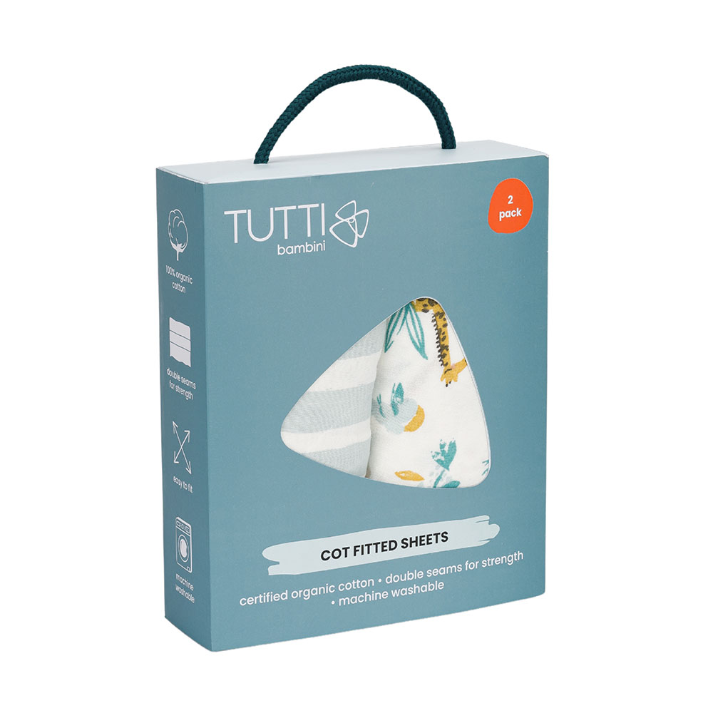 Tutti Bambini - Cot Fitted Sheets - Run Wild - 2 Pcs